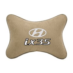 Подушка на подголовник алькантара Beige c логотипом автомобиля Hyundai ix35
