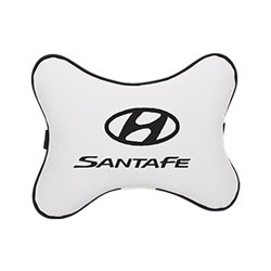 Подушка на подголовник экокожа Milk c логотипом автомобиля Hyundai Santa Fe