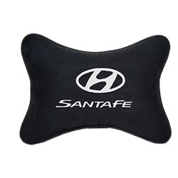 Подушка на подголовник алькантара Black c логотипом автомобиля Hyundai Santa Fe