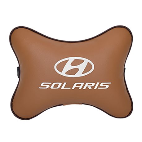 Подушка на подголовник экокожа Fox c логотипом автомобиля Hyundai Solaris