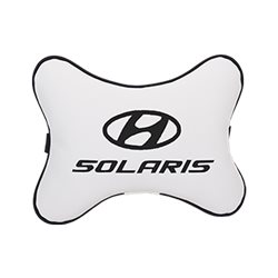 Подушка на подголовник экокожа Milk c логотипом автомобиля Hyundai Solaris