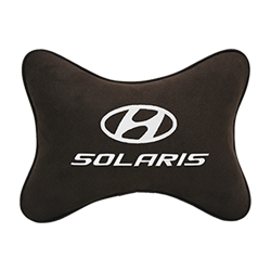 Подушка на подголовник алькантара Coffee c логотипом автомобиля Hyundai Solaris