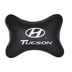 Подушка на подголовник экокожа Black c логотипом автомобиля Hyundai Tucson