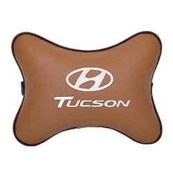 Подушка на подголовник экокожа Fox c логотипом автомобиля Hyundai Tucson