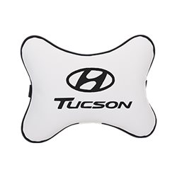 Подушка на подголовник экокожа Milk c логотипом автомобиля Hyundai Tucson