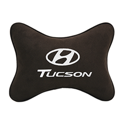 Подушка на подголовник алькантара Coffee c логотипом автомобиля Hyundai Tucson