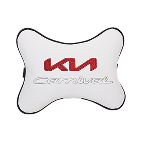 Подушка на подголовник экокожа Milk с логотипом автомобиля KIA Carnival