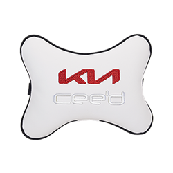 Подушка на подголовник экокожа Milk с логотипом автомобиля KIA Ceed