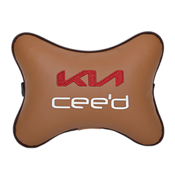 Подушка на подголовник экокожа Fox с логотипом автомобиля KIA Ceed