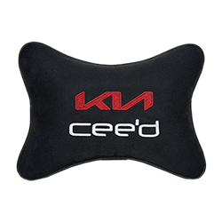 Подушка на подголовник алькантара Black с логотипом автомобиля KIA Ceed