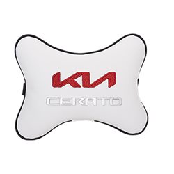 Подушка на подголовник экокожа Milk с логотипом автомобиля KIA Cerato