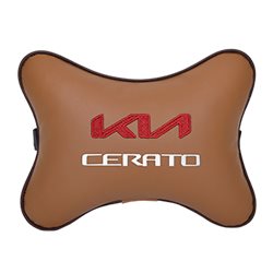 Подушка на подголовник экокожа Fox с логотипом автомобиля KIA Cerato