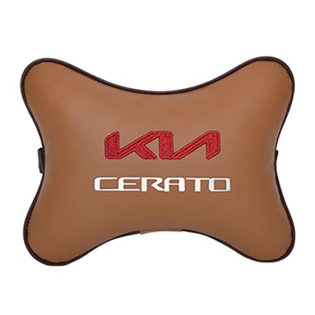 Подушка на подголовник экокожа Fox с логотипом автомобиля KIA Cerato