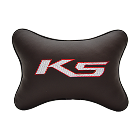 Подушка на подголовник экокожа Coffee с логотипом автомобиля KIA K5