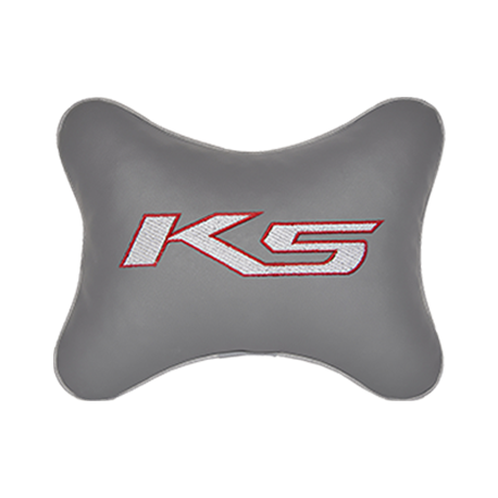 Подушка на подголовник экокожа L.Grey с логотипом автомобиля KIA K5