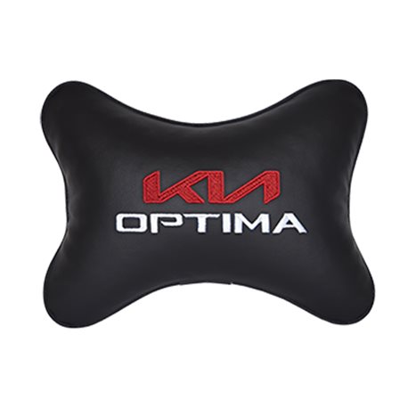 Подушка на подголовник экокожа Black с логотипом автомобиля KIA Optima