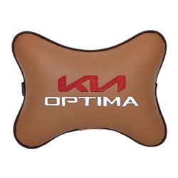 Подушка на подголовник экокожа Fox с логотипом автомобиля KIA Optima