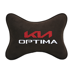 Подушка на подголовник алькантара Coffee с логотипом автомобиля KIA Optima