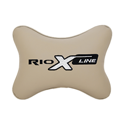 Подушка на подголовник экокожа Beige с логотипом автомобиля KIA Rio X-Line