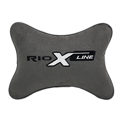 Подушка на подголовник алькантара D.Grey с логотипом автомобиля KIA Rio X-Line
