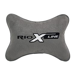 Подушка на подголовник алькантара L.Grey с логотипом автомобиля KIA Rio X-Line