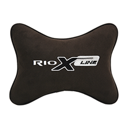 Подушка на подголовник алькантара Coffee с логотипом автомобиля KIA Rio X-Line