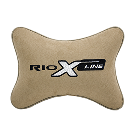 Подушка на подголовник алькантара Beige с логотипом автомобиля KIA Rio X-Line