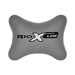 Подушка на подголовник экокожа L.Grey с логотипом автомобиля KIA Rio X-Line