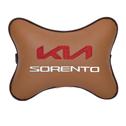 Подушка на подголовник экокожа Fox с логотипом автомобиля KIA Sorento