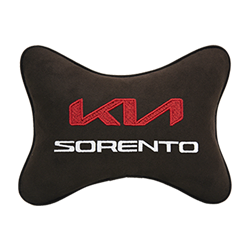Подушка на подголовник алькантара Coffee с логотипом автомобиля KIA Sorento
