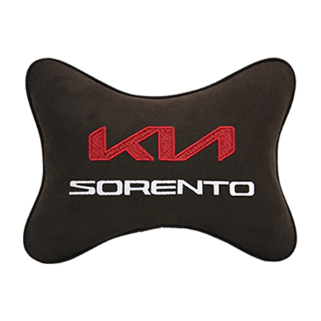 Подушка на подголовник алькантара Coffee с логотипом автомобиля KIA Sorento