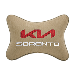 Подушка на подголовник алькантара Beige с логотипом автомобиля KIA Sorento