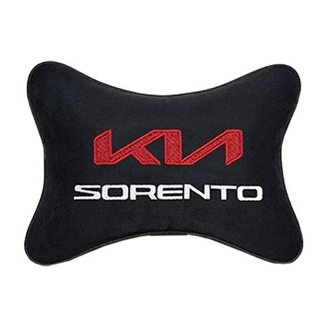 Подушка на подголовник алькантара Black с логотипом автомобиля KIA Sorento