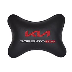 Подушка на подголовник экокожа Black с логотипом автомобиля KIA Sorento Prime
