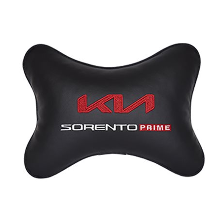 Подушка на подголовник экокожа Black с логотипом автомобиля KIA Sorento Prime