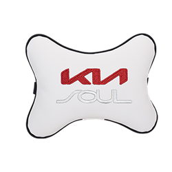 Подушка на подголовник экокожа Milk с логотипом автомобиля KIA Soul