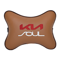 Подушка на подголовник экокожа Fox с логотипом автомобиля KIA Soul