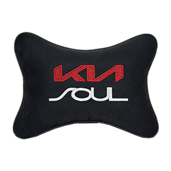 Подушка на подголовник алькантара Black с логотипом автомобиля KIA Soul