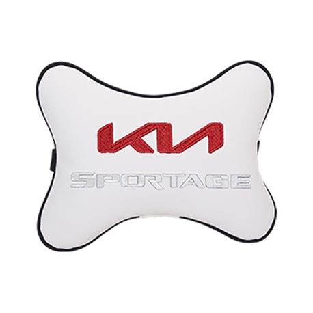Подушка на подголовник экокожа Milk с логотипом автомобиля KIA Sportage