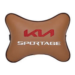 Подушка на подголовник экокожа Fox с логотипом автомобиля KIA Sportage