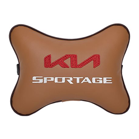 Подушка на подголовник экокожа Fox с логотипом автомобиля KIA Sportage