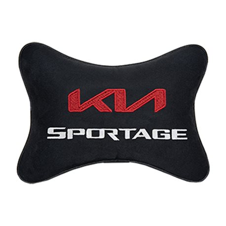 Подушка на подголовник алькантара Black с логотипом автомобиля KIA Sportage