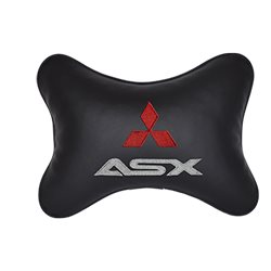 Подушка на подголовник экокожа Black c логотипом автомобиля MITSUBISHI ASX