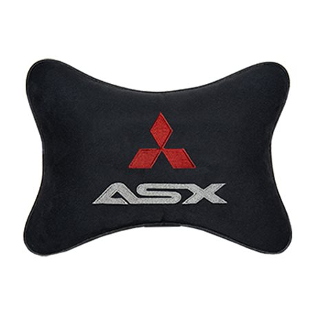 Подушка на подголовник алькантара Black c логотипом автомобиля MITSUBISHI ASX