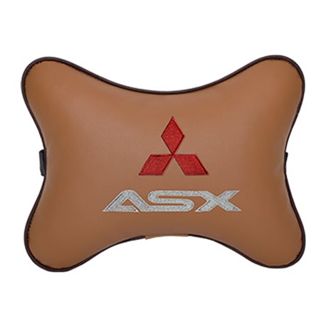 Подушка на подголовник экокожа Fox c логотипом автомобиля MITSUBISHI ASX