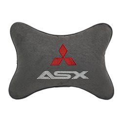 Подушка на подголовник алькантара D.Grey c логотипом автомобиля MITSUBISHI ASX