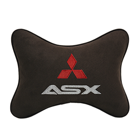 Подушка на подголовник алькантара Coffee c логотипом автомобиля MITSUBISHI ASX