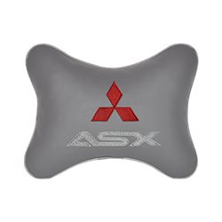 Подушка на подголовник экокожа L.Grey c логотипом автомобиля MITSUBISHI ASX