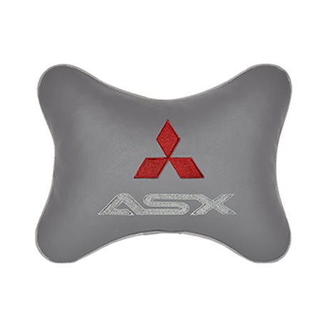 Подушка на подголовник экокожа L.Grey c логотипом автомобиля MITSUBISHI ASX
