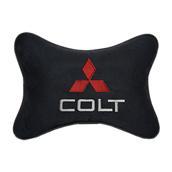 Подушка на подголовник алькантара Black c логотипом автомобиля MITSUBISHI COLT